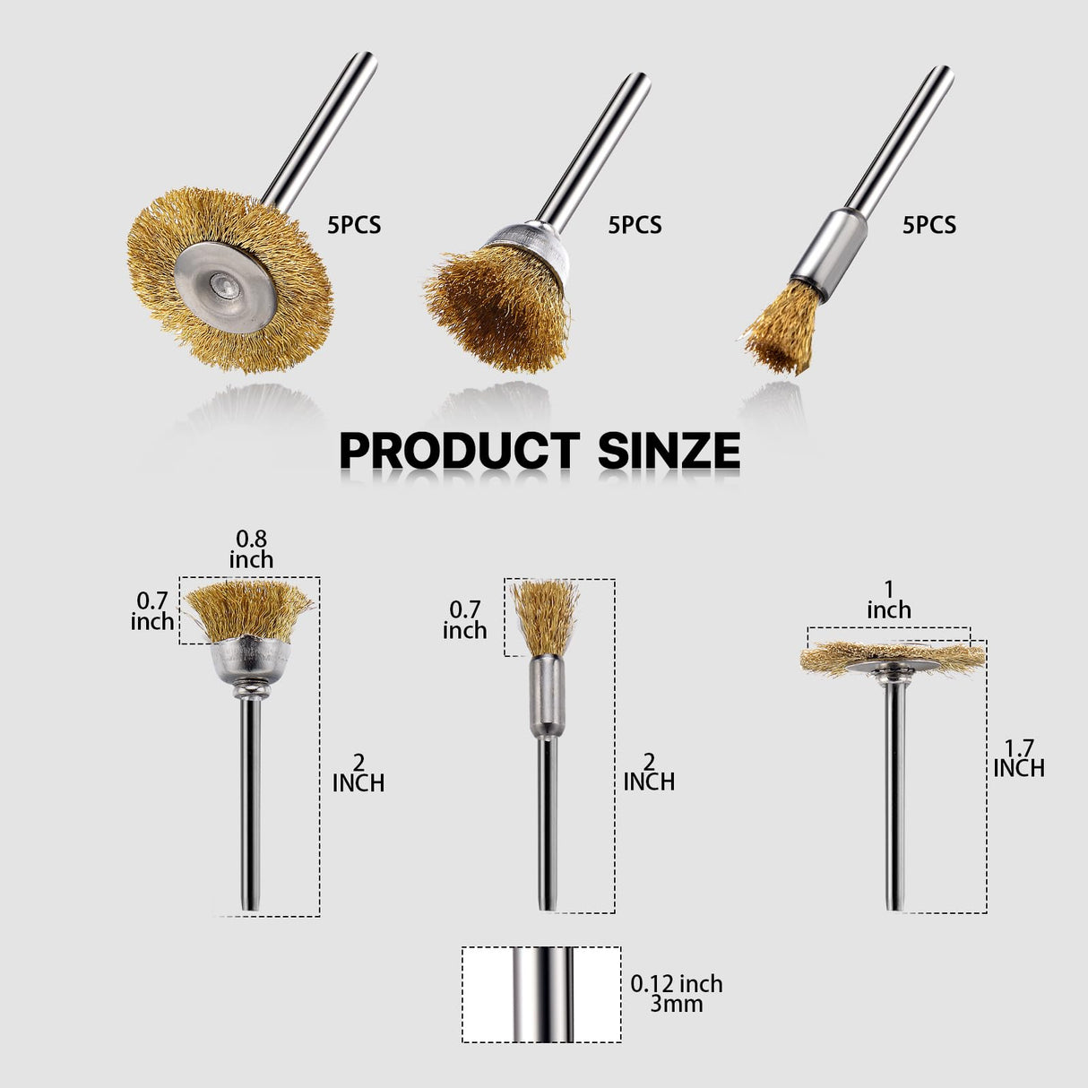 EASYIKI 15 Pieces Copper Wire Brushes, Wire Brush Wheel, Copper Wire Polishing Wheel Kits for Dremel Rotary Tools (1/8 Inch Shank) EASYIKI