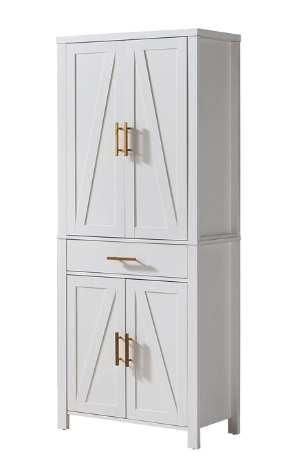 Kings Brand Furniture - 72" Freestanding Kitchen Pantry Storage Cabinet Cupboard with Doors Adjustable Shelves & Drawer, White - WoodArtSupply