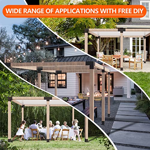 ITeVe.GD Pergola DIY Kit,2 Pcs 3-Way T-Angle Corner Brackets Elevated Wood Stand with Screws for 6"x6"(Inner Size:5.5"x5.5") Wood ITeVe.GD