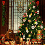 Tatuo 50 Pieces Christmas Wooden Ornaments Wood Snowflake Angel Star Christmas Tree Round Discs Decorations Hanging Embellishments with 50 Pieces Tatuo