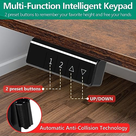 PayLessHere 48 Adjustable Height Standing Desk Computer Desk with Large Space and Headphone Holder Office Desk with Electric Lifting and 2 Memory PayLessHere