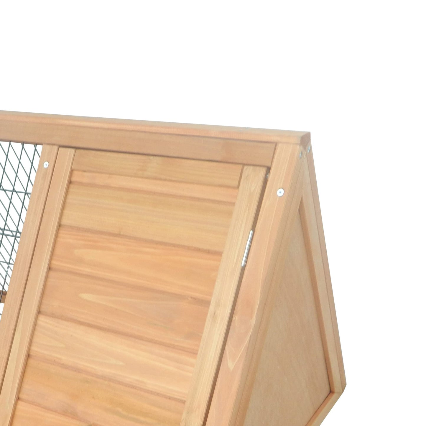 PawHut Outdoor Triangular Wooden Bunny Rabbit Hutch/Guinea Pig House with Run - WoodArtSupply