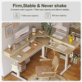 BANTI 63" L-Shaped Electric Standing Desk,Height Adjustable Stand up Desk with 3 Drawer,Corner Stand up Desk, Light Walnut Top BANTI