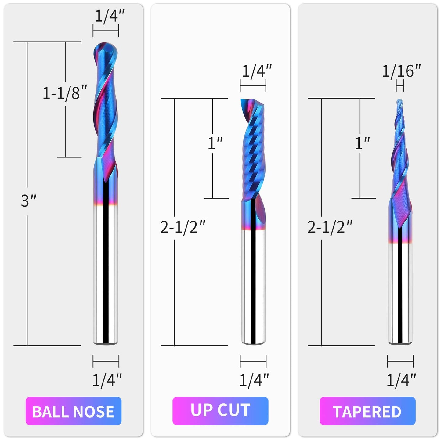 EANOSIC 9PCS Carbide CNC Router Bits Set 1/4 Inch Shank, Multiple Uses Router Bit for Woodworking Detail Carving Trimming V Groove Engraving Slotting - WoodArtSupply