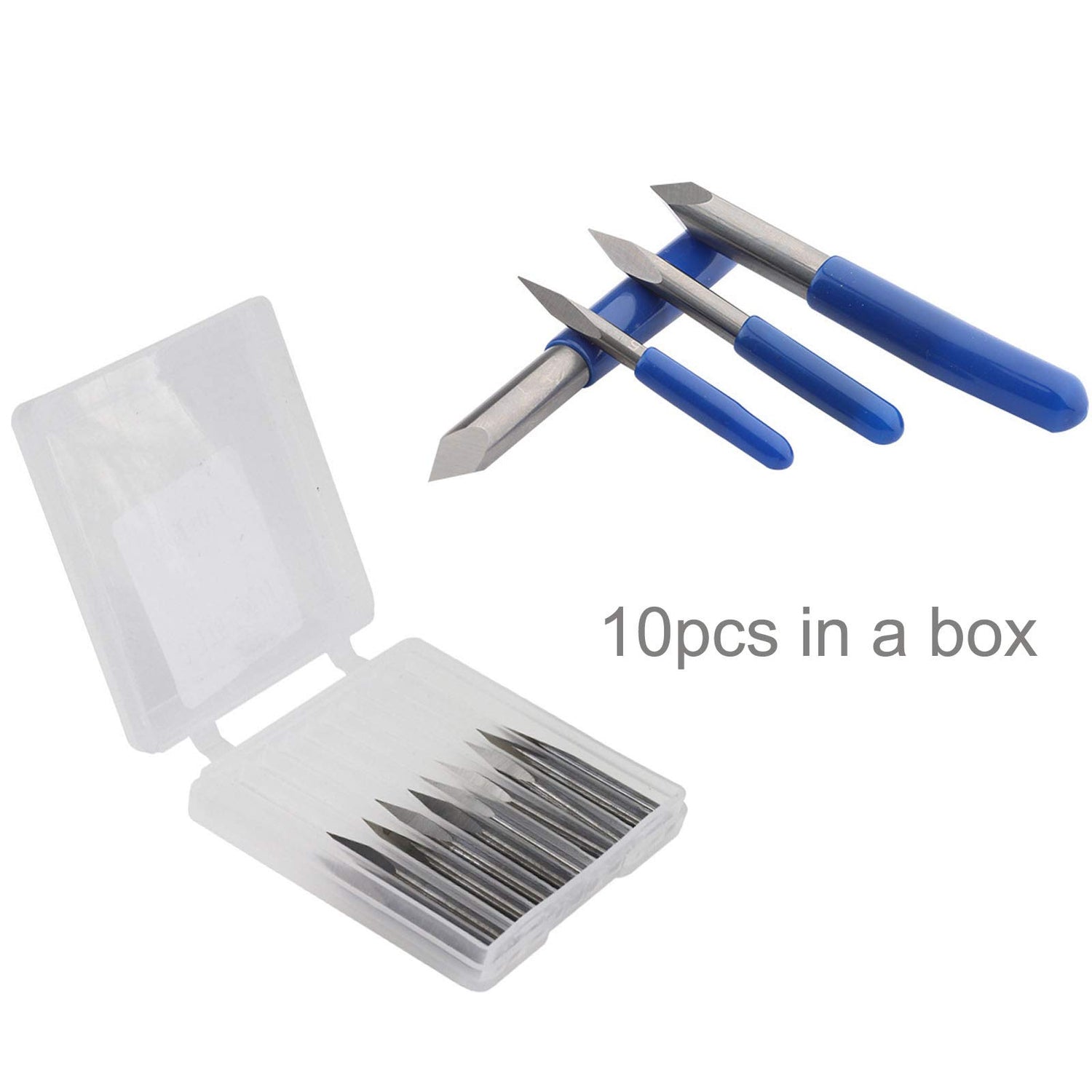 IDGGDI 10pcs CNC Router V Bits, 3 Edge Pyramid Engraving, 1/8" Shank CNC 3D Milling Cutter| 20/30/45/60/90 Degrees, 0.1mm Tip (10pcs CNC Router V IDGGDI