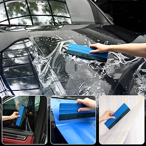 NEWISHTOOL Vinyl Wrap Squeegee for Vinyl, Big Size Wallpaper Smoothing Squeegee, 3 Pack 25CM Decals Squeegee with Ruler & Micro Suede Felt Edge for