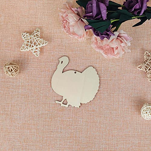 Creaides 20pcs Turkey Wood DIY Crafts Cutouts Wooden Turkey Shaped Hanging Ornaments with Hole Hemp Ropes Gift Tags for Fall Harvest Thanksgiving