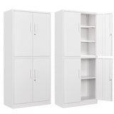 Letaya Metal Storage Cabinet with Lock Door, Adjustable Shelf Steel Cabinets for Office, Home,Pantry,Kitchen,Garage Utility Cabinet (4 Door-White) Letaya