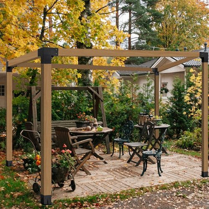 Neorexon Pergola Bracket Kit Elevated Wood Stand Kit Woodwork for 4 "x 4" (Actual 3.6 X 3.6 inch), Wooden Gazebo Kit for Outdoor 3 Way Right Angle - WoodArtSupply