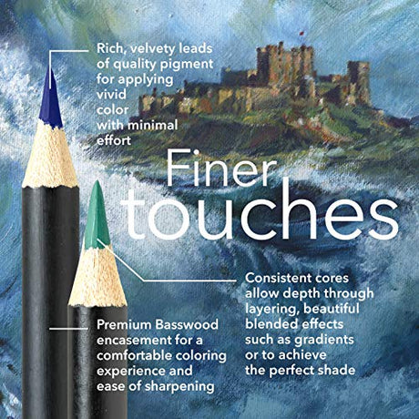 Castle Arts Themed 24 Colored Pencil Set in Tin Box, perfect colors for Seascapes. Featuring quality, smooth colored cores, superior blending & Castle Art Supplies