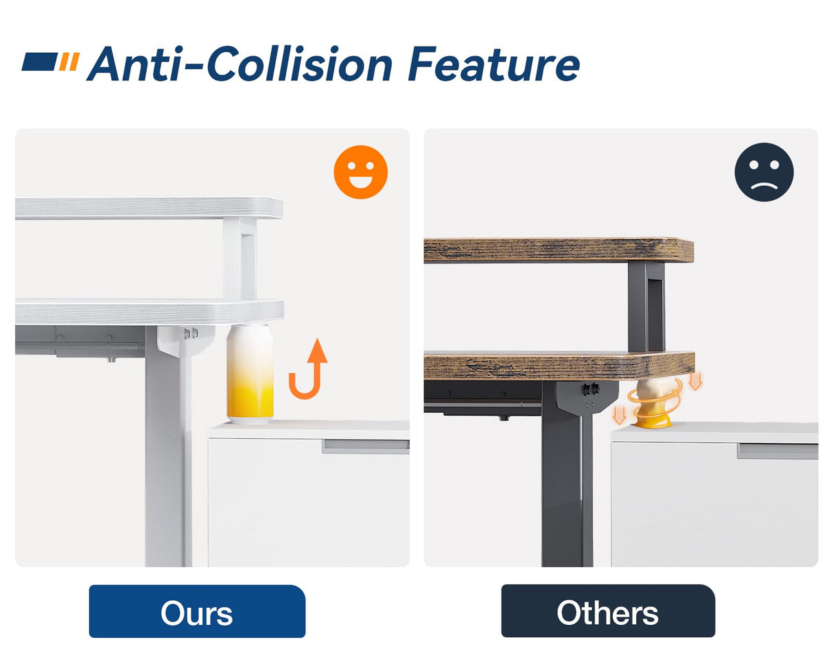 AODK L Shaped Electric Standing Desk, 59" x 48" Stand Up Corner Desk, Home Office Sit Stand Desk with White Top and White Frame, L-Shaped Standing AODK