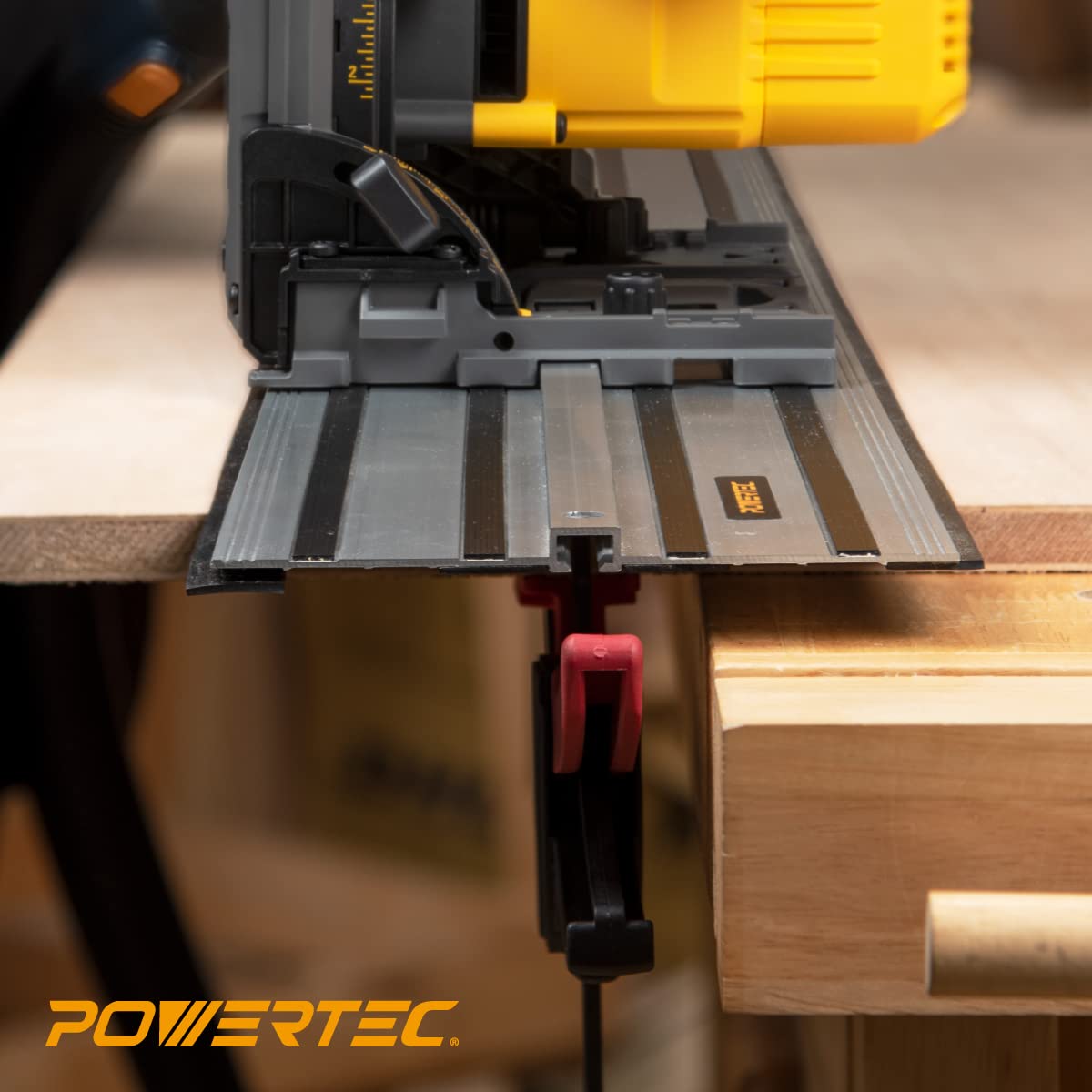 POWERTEC 71691 110 Inch Track Saw Guide Rail Connector Set for DeWalt Track Saws, Clamping Options Includes 2x55" Aluminum Extruded Guided Rails and POWERTEC