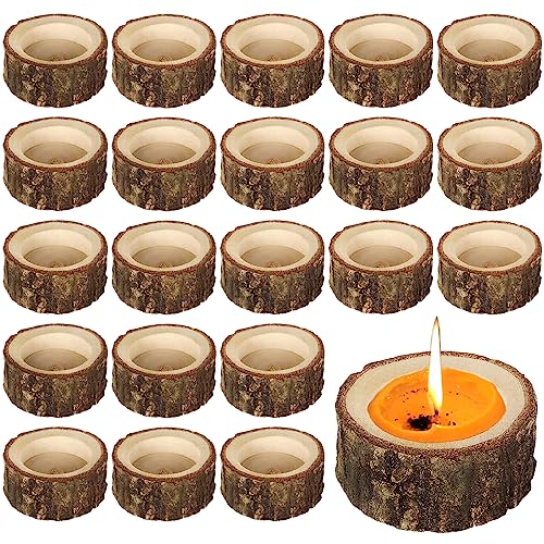 LUNKUIVY 30 Pack Wooden Tealight Candle Holders Wood Votive Candle Holders for Home Wedding Halloween Christmas Party and Festival Decoration - WoodArtSupply