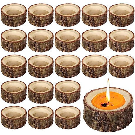 LUNKUIVY 30 Pack Wooden Tealight Candle Holders Wood Votive Candle Holders for Home Wedding Halloween Christmas Party and Festival Decoration LUNKUIVY