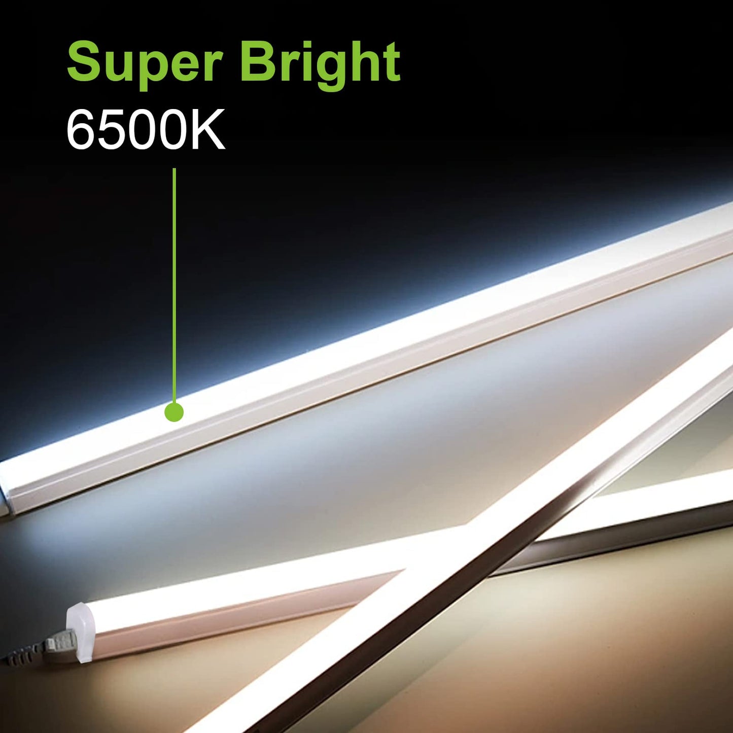 6 Pack LED Shop Light 4FT, T5 Integrated Single Fixture, 22W, 2200lm, 6500K Super Bright White, Linkable Shop Light, Utility Shop Lights, Corded