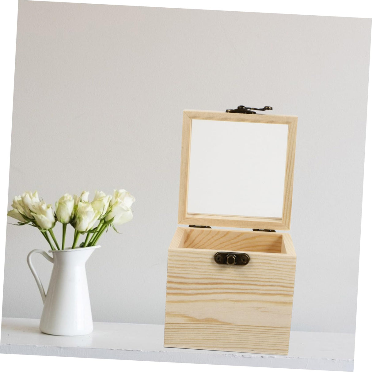 NOLITOY 4 Pcs Wooden Box with Glass Lid Candy Glass Jewelry Keepsake Unfinished Wooden Chest Jewelry Container Necklace Case Glass Container Flowers NOLITOY