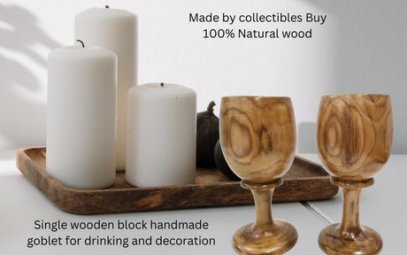 collectiblesBuy Vintage Wooden Wine Goblet Handmade Wood Toasting Glass Kitchen & Bar Accessories Wooden Glasses Set Of 2 for toast collectiblesBuy
