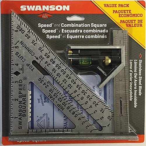 SWANSON S0101CB Speed Square Layout Tool with Blue Book and Combination Square Value Pack Swanson Tool Co., Inc
