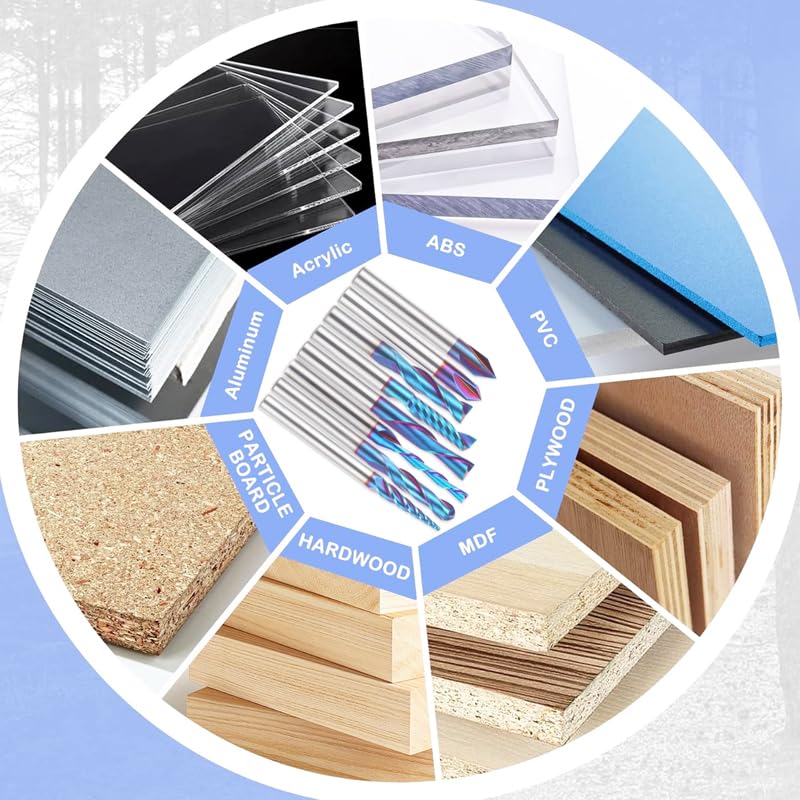 HQMaster CNC Router Bits 1/4 Inch Shank Carving Bit Set for Wood Detail Profile V Groove Engraving Solid Carbide CNC Router Bit Collection HQMaster