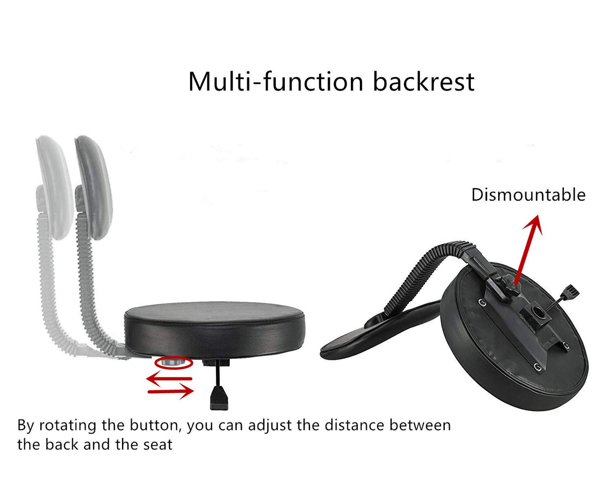 Antlu Rolling Stool Drafting Chair for Garage Shop Workbench Kitchen Medical Salon,Swivel Adjustable Stool with Wheels and Back Support (Black, Antlu