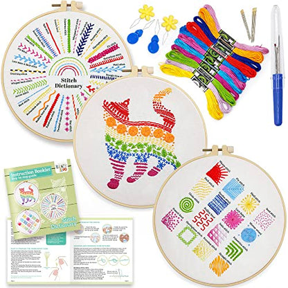 Learn 30 Stitches Cat Embroidery kit for Beginners . Beginner embroidery kit with Stamped Embroidery Patterns. Embroidery Kits. Embroidery Starter - WoodArtSupply