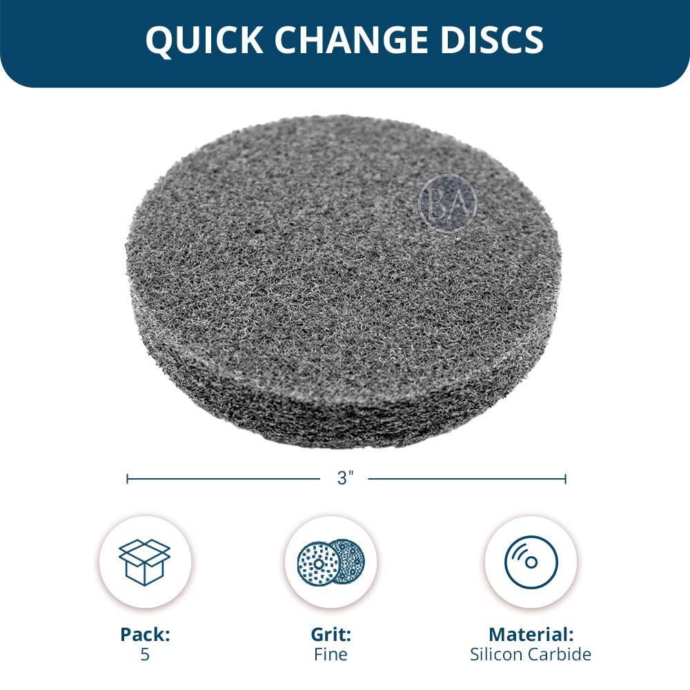 Benchmark Abrasives 3" Quick Change Silicon Carbide Non-Woven Surface Preparation Wheels for Sanding Polishing Paint Removal, Male R-Type Backing Use Benchmark Abrasives