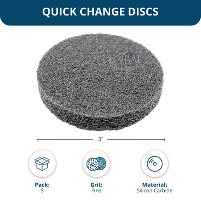 Benchmark Abrasives 3" Quick Change Silicon Carbide Non-Woven Surface Preparation Wheels for Sanding Polishing Paint Removal, Male R-Type Backing Use