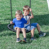Backyard Discovery Whispering Point All Cedar Wooden Swing Set, Raised Club House, Grey Wave Slide, Web Swing, Climbing Wall, 2 Belt Swings, Crow's Backyard Discovery