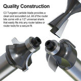 FivePears Tungsten Carbide Router Bits - 12 Piece Router Bit Set with 1/2-Inch Shank for Doors,Tables,Shelves,Cabinets,DIY Woodwork FIVEPEARS