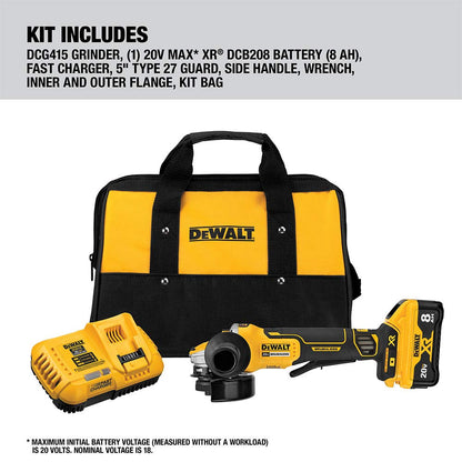 DEWALT 20V MAX* XR Angle Grinder, Trigger Switch, Power Detect Tool Technology Kit, 4-1/2-Inch to 5-Inch (DCG415W1), Grey,yellow,black - WoodArtSupply