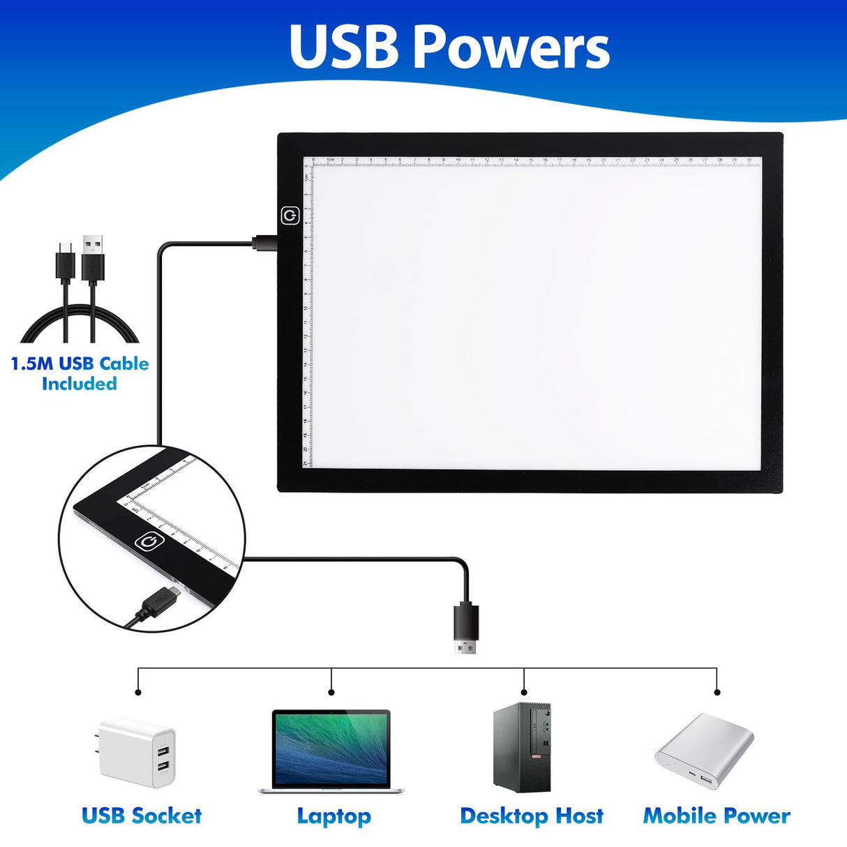 Dorhui Bright Pad Go, A4 Light Pad for Tracing & Weeding Vinyl, LED Copy Board Light Tracing Box Ultra-Thin Adjustable USB Power for Cricut Vinyl Dorhui