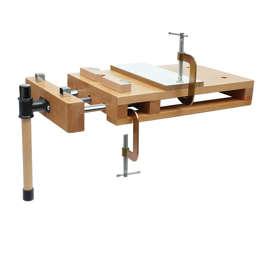 Portable Wood Workbench Work Table Woodworking Vise Desktop Work Bench Hard Wood, with G-Type Fixing Clips and 4 Limit Blocks - WoodArtSupply