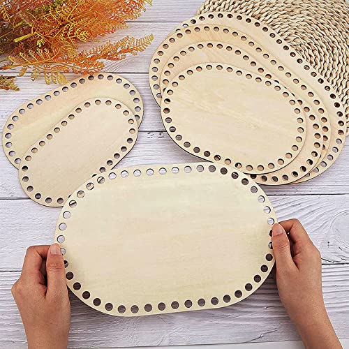 Yayatty 7 PCS Wooden Basket Bottom, 3 Shape Blank Crochet Knitting Basket Wood Base Shaper for DIY Basket Craft Weaving Making Supplies Yayatty