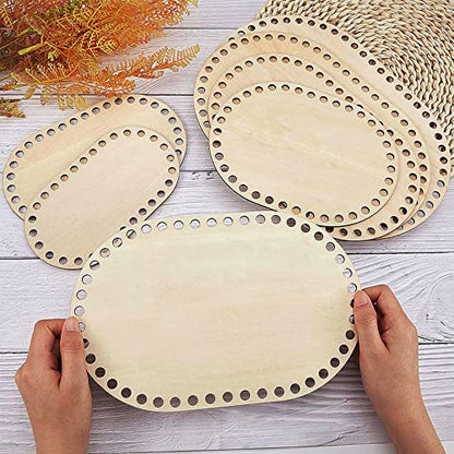 Yayatty 7 PCS Wooden Basket Bottom, 3 Shape Blank Crochet Knitting Basket Wood Base Shaper for DIY Basket Craft Weaving Making Supplies - WoodArtSupply