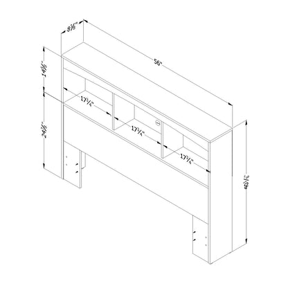 South Shore Step One Bookcase Headboard, Full, Pure White - WoodArtSupply