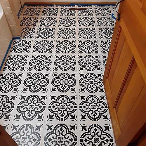 HELLATHUND 6pcs Reusable Tile Stencils 8x8 Inch, Mandala Stencils Painting, Stencils for Painting Floors, Wall Stencils for Painting - WoodArtSupply