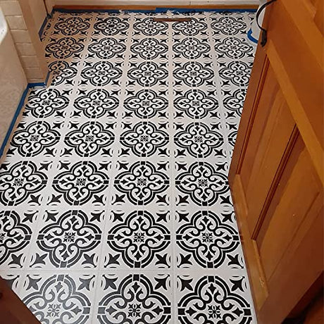 HELLATHUND 6pcs Reusable Tile Stencils 8x8 Inch, Mandala Stencils Painting, Stencils for Painting Floors, Wall Stencils for Painting HELLATHUND