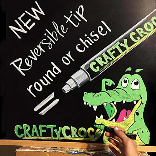 Crafty Croc Liquid Chalk Markers, Neon Chalk Pens Glow Under Blacklight, Includes 2 Each Fluorescent Yellow, Blue, Green, Orange and Pink (10 Pack) Crafty Croc