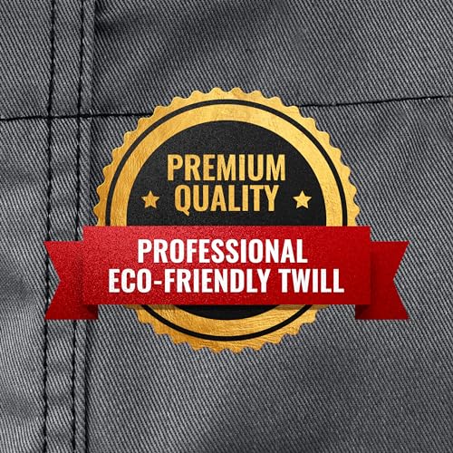 Under NY Sky No-Tie Armor Gray Apron – Durable Twill with Leather Reinforcement, Split-Leg – Adjustable for Men and Women – Pro Barber, Tattoo, Under NY Sky