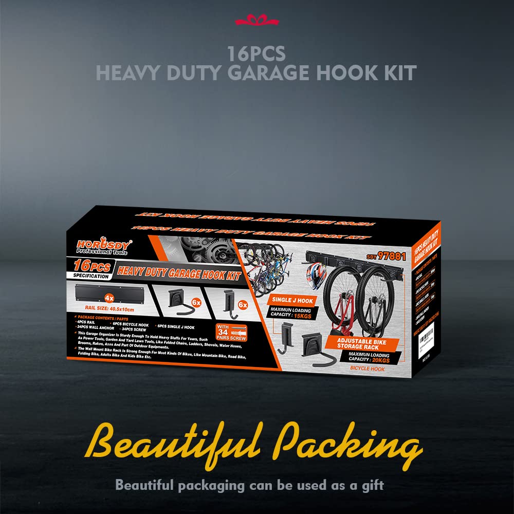 HORUSDY Bike Storage Rack, 6 Bike Racks and 6 Helmets Hooks, Wall Mounted Bike Storage Rack, Max capacity 600lbs HORUSDY