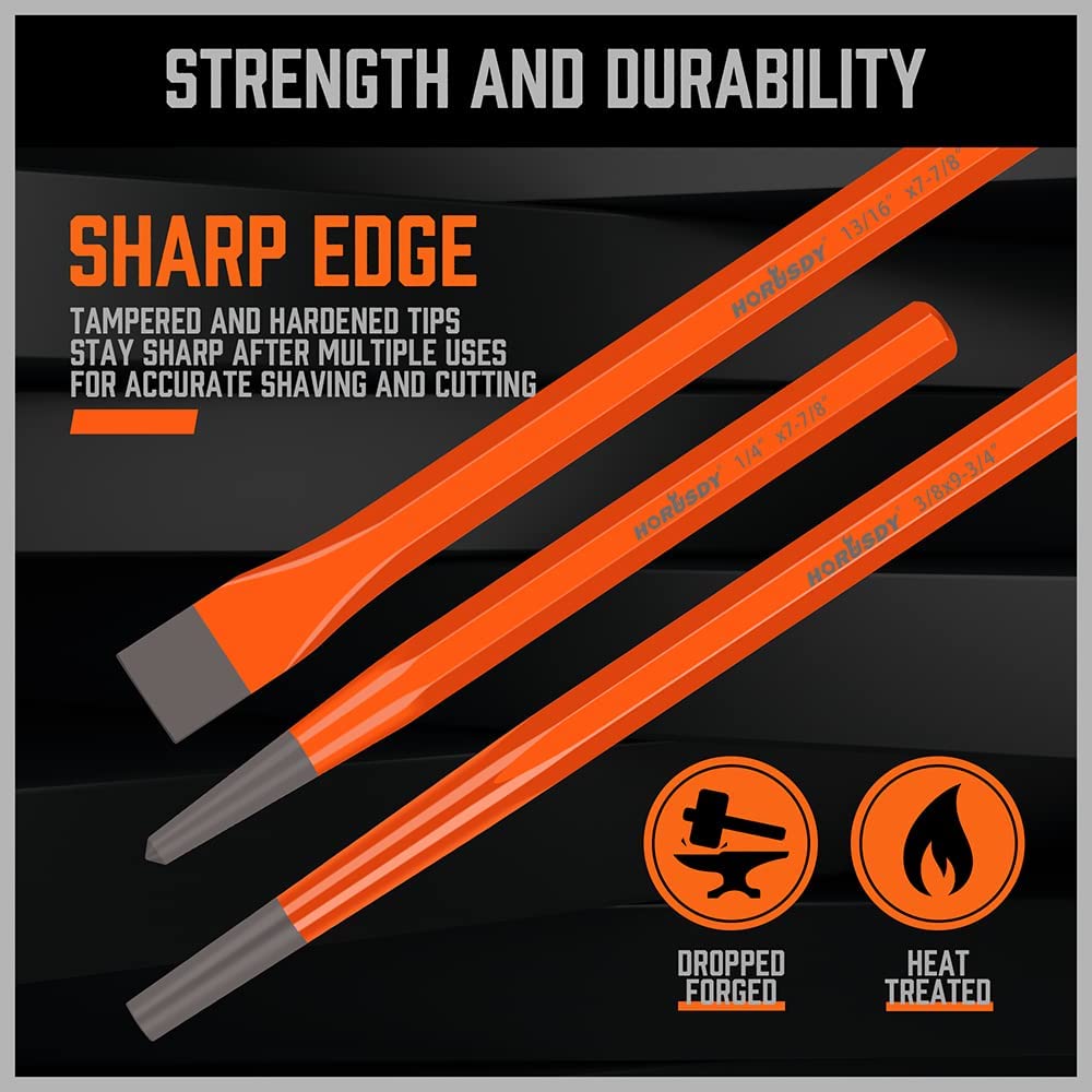 HORUSDY 28-Piece Heavy Duty Punch and Chisel Set, Including Taper Punch, Cold Chisels, Pin Punch, Center Punch HORUSDY