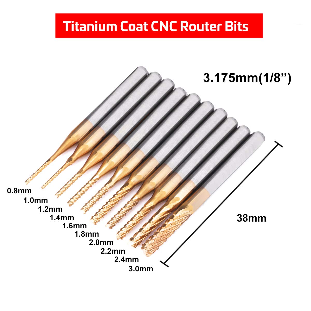 40Pcs End Mills CNC Router Bits Set 1/8" Shank, Mcwdoit CNC Machine Cutting Milling Tool Engraving Cutter Including Flat Nose/Ball Nose End Mill, mcwdoit