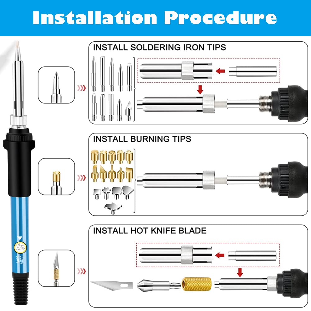 Wood Burning Tips Set, 28pcs Wood Burning Tool Kit Carving Tips for Wood Pyrography Embossing Soldering DIY Crafts - WoodArtSupply