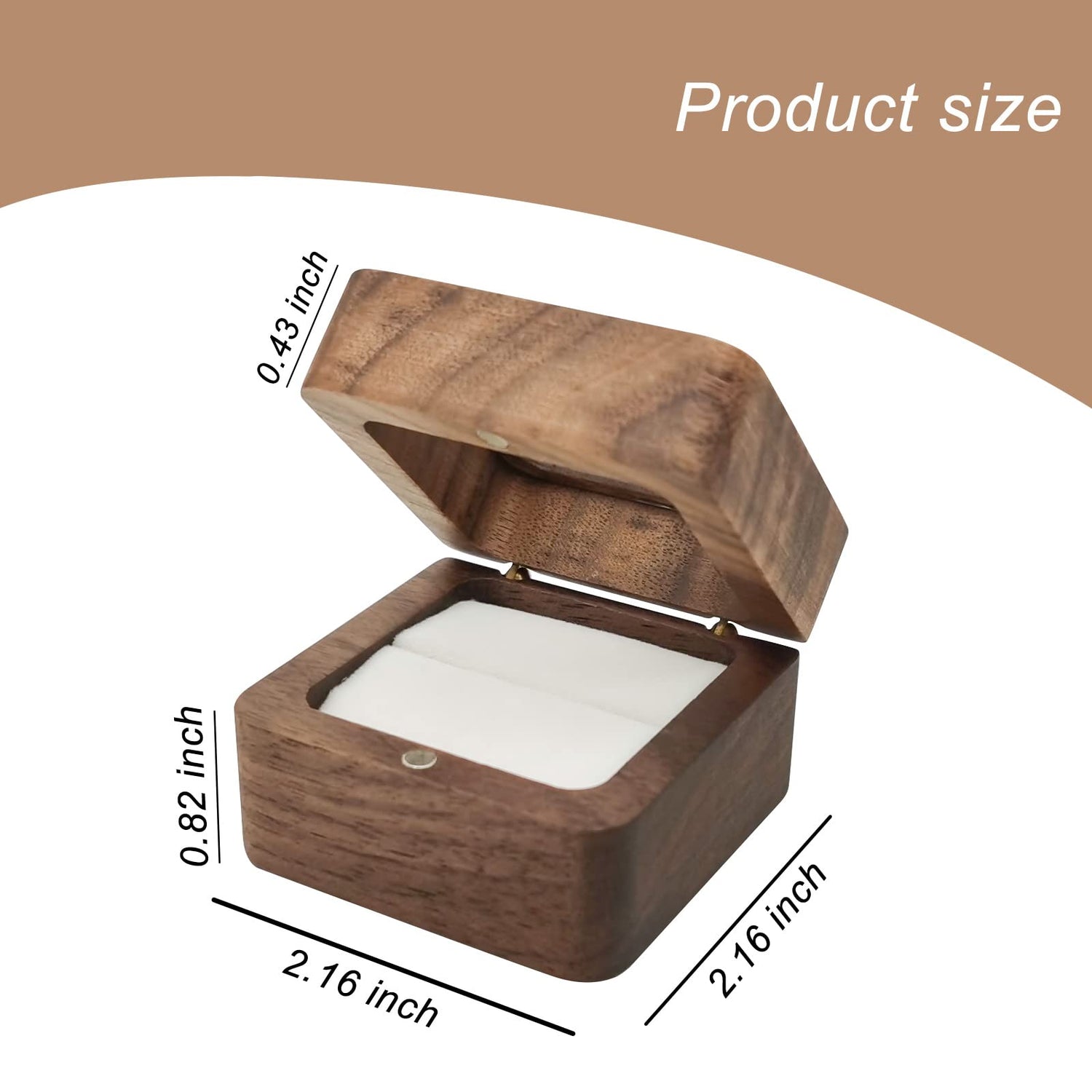WisePoint Wooden Ring Box, Mini Engagement Ring Holder Box with Transparent Cover, Square Wedding Ring Box with Sponge Slot, Elegant and Retro Ring WisePoint