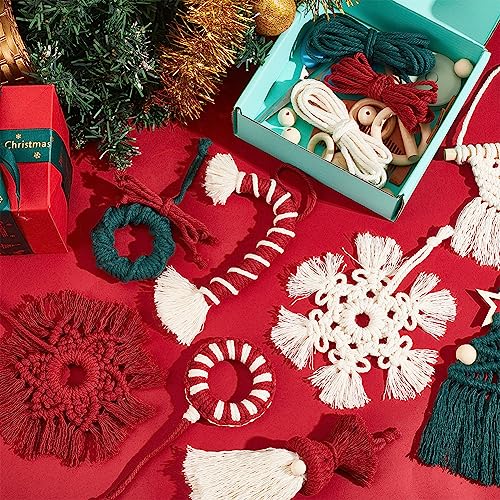 INFUNLY Christmas DIY Macrame Gnomes Kit Macrame Santa Claus Wall Hanging  for Beginners Woven Macrame Xmas Gnomes Macrame Kits for Adults with