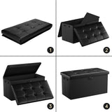ENGPOW Storage Ottoman Bench,Fireproof Folding Storage Bench with Lock,30 Inches Fire＆Water Resistant Storage Chest Foot Rest Stool Leather Bedroom ENGPOW