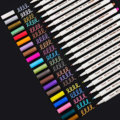 Sunshilor Metallic Markers Fine Point Metallic Marker Pens for Black Paper, Art Rock Painting, Easter Egg, Halloween Pumpkin, Card Making, Metal, Sunshilor