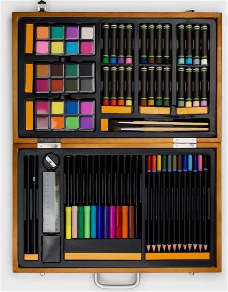 RMENST Art Supplies, 82 Pieces Deluxe Wood Art Set for Artist, Colored Pencils, Oil Pastels, Watercolor Cakes Creative Gift - WoodArtSupply