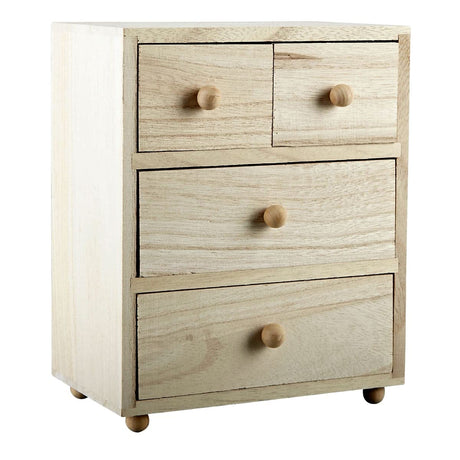 7.5” Unfinished Wooden 4-Drawer Box by Make Market - Ready-to-Decorate Wood Box for Trinkets, Coins, Jewlery, Valuables - Bulk 6 Pack ArtMinds