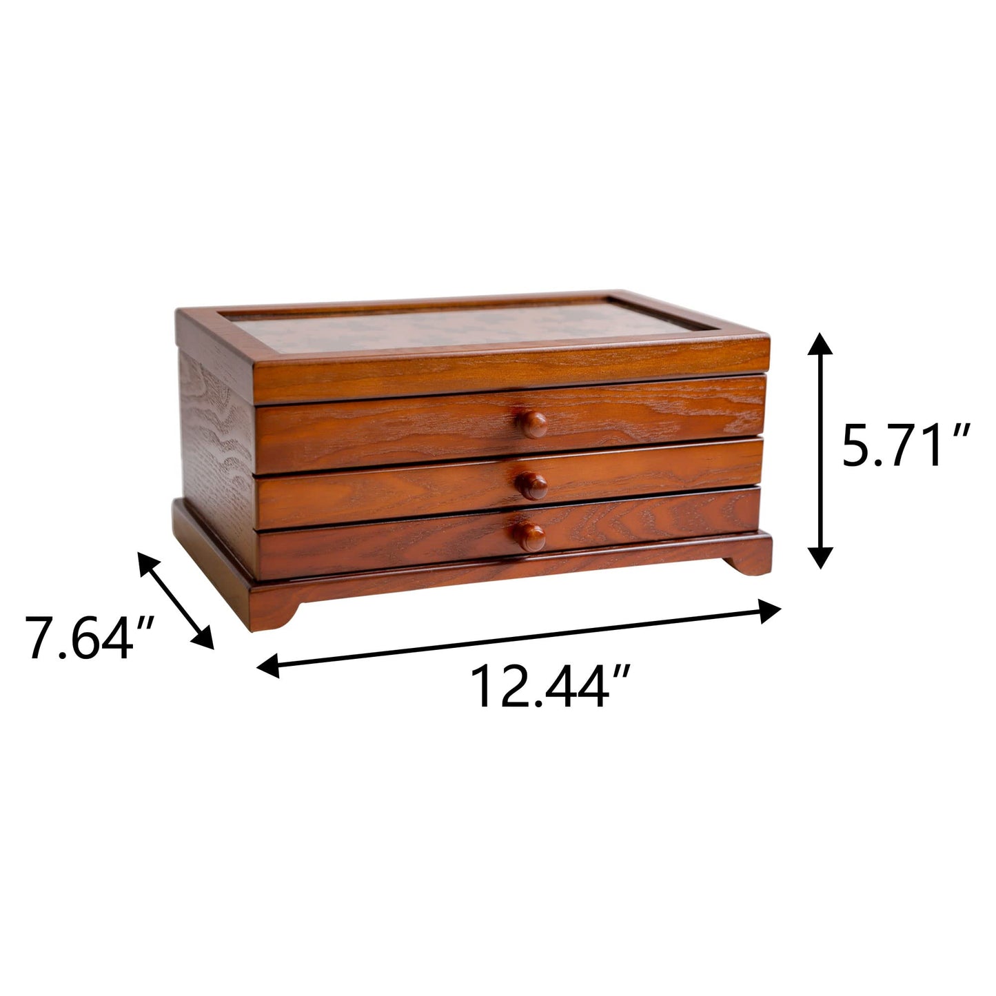 Kendal Wooden Jewelry Box, 3 Layer Jewelry Box for Women, Jewelry Holder Organizer, Wood Jewelry Storage Case for Necklaces, Earring, Rings - WoodArtSupply